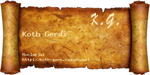 Koth Gerő névjegykártya